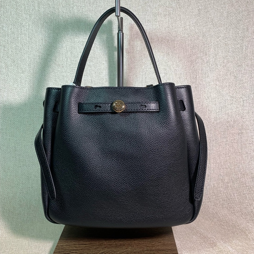 NEW Tory Burch Romy Black Bucket Bag/Satchel/Shoulder/Crossbody/Drawstring Tote - Picture 7 of 13